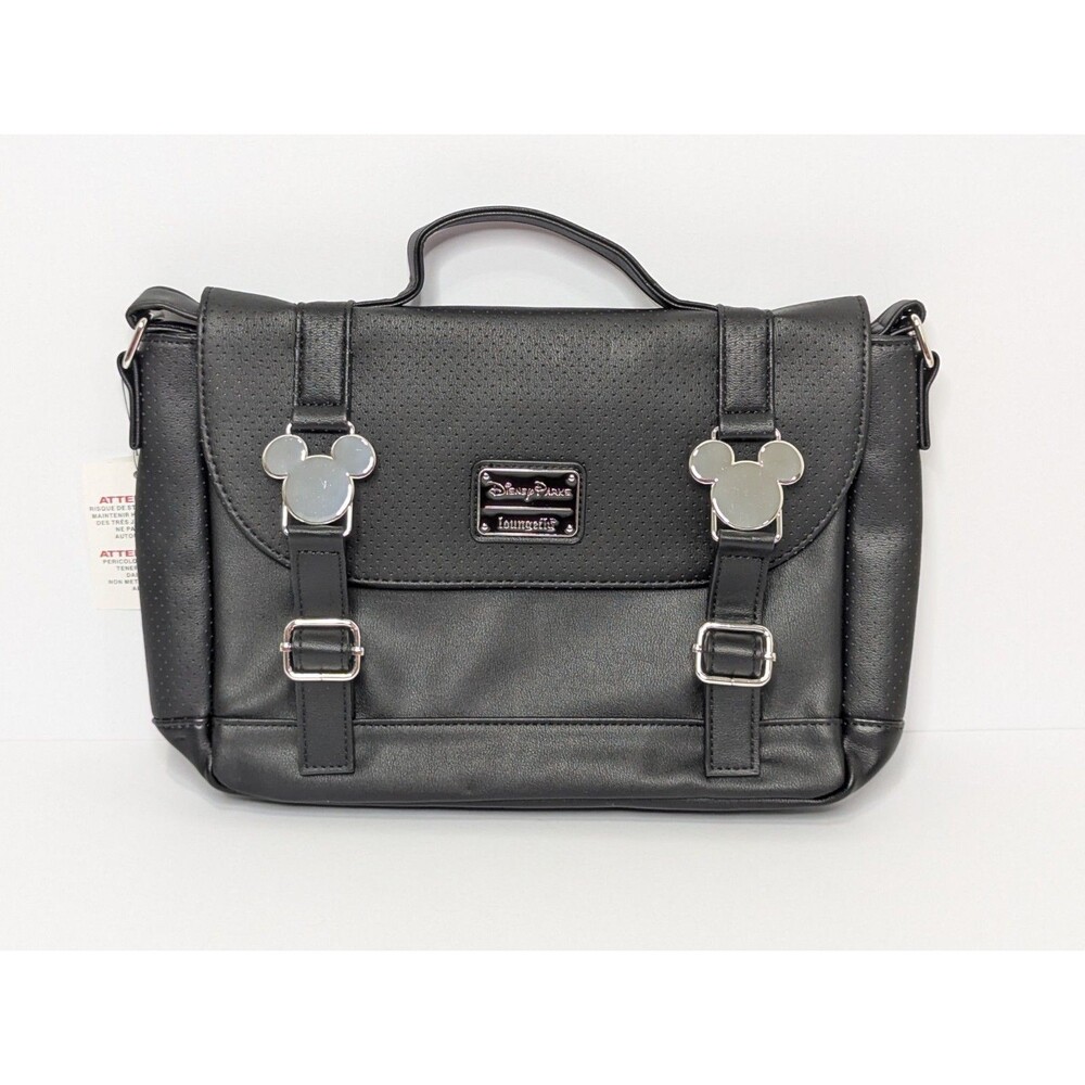 Disney Parks Loungefly Mickey Mouse Black Crossbody Messenger Bag NWT